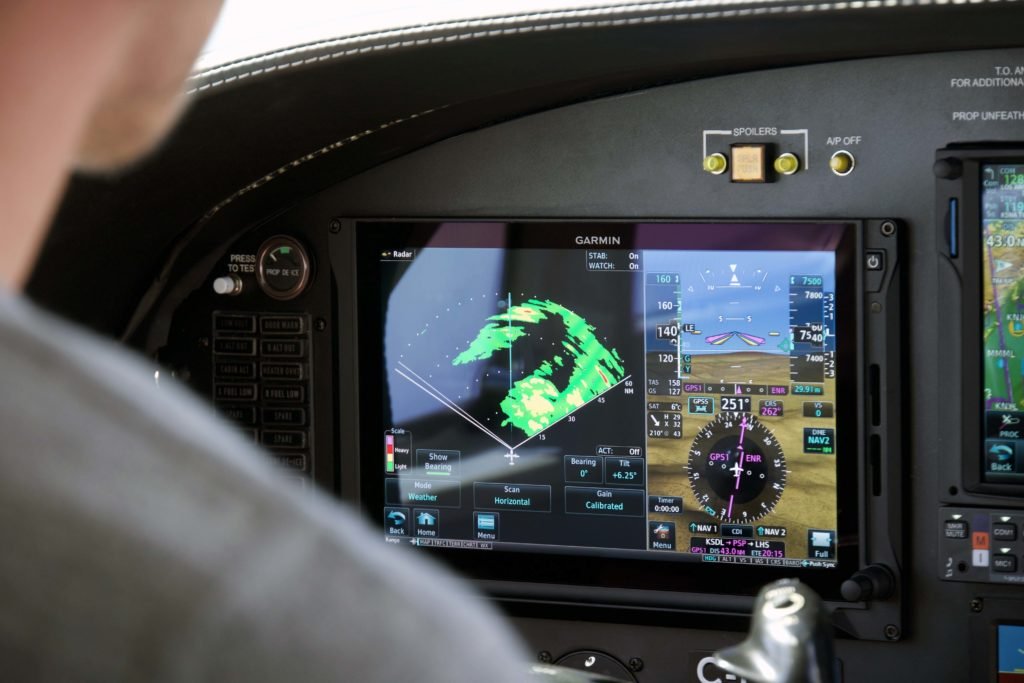 Weather radar displayed on Garmin TXi flight display